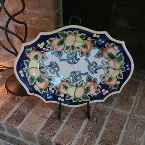 Large Serving Tray 12x18. Beautiful Italian Hand Painted Ceramic Platter